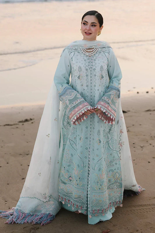 Dhanak-3PC Chikankari Embroidered Shirt with Khadi Net Embroidered Dupatta - 6220