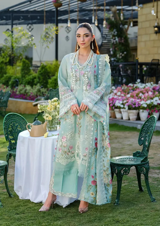 Dhanak-3PC Chikankari Embroidered Shirt with Digital Printed Embroidered Shawl - 6317