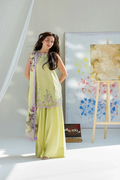 Dhanak-3PC Embroidered Shirt with Digital Printed Wool Shawl - 6253