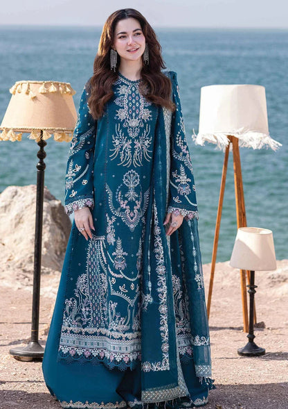 Dhanak-3PC Embroidered Shirt with Khadi Net Embroidered Dupatta - 6177
