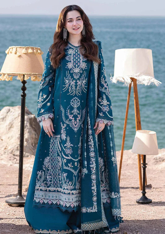 Dhanak-3PC Embroidered Shirt with Khadi Net Embroidered Dupatta - 6177