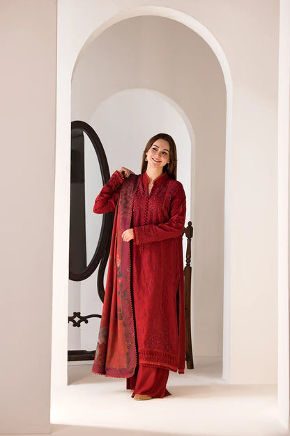Dhanak-3PC Embroidered Shirt with Digital Printed Wool Shawl - 688