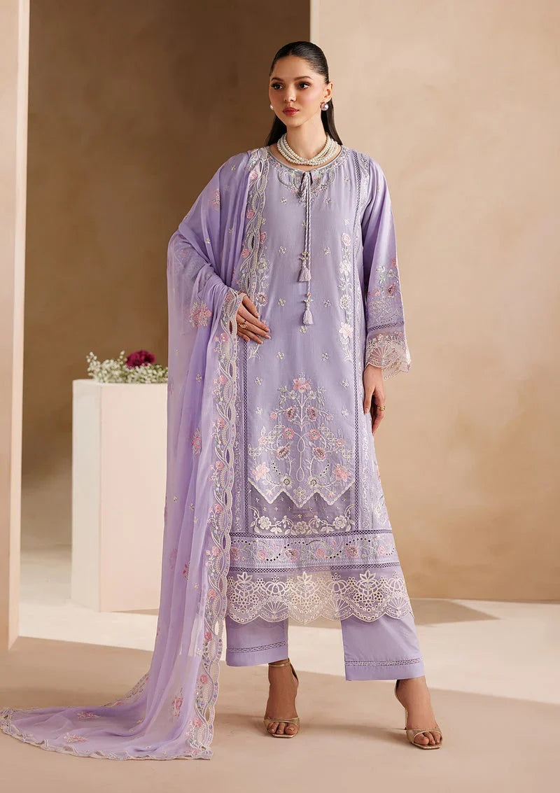 Dhanak-3PC Embroidered Shirt with Chiffon Embroidered Dupatta - 6407