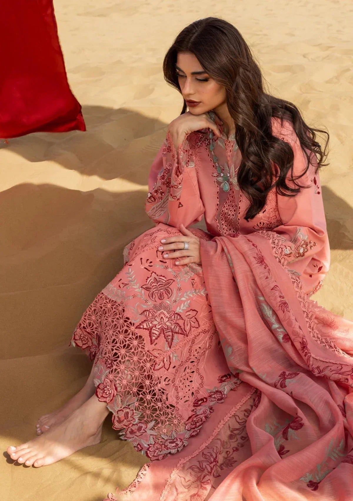Dhanak-3PC Embroidered Shirt with Digital Printed Wool Shawl - 6364
