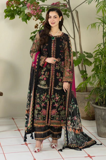 Dhanak-3PC Embroidered Shirt with Digital Printed Wool Shawl - 6215