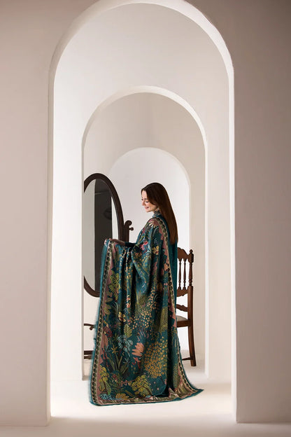 Dhanak-3PC Embroidered Shirt with Digital Printed Wool Shawl - 685