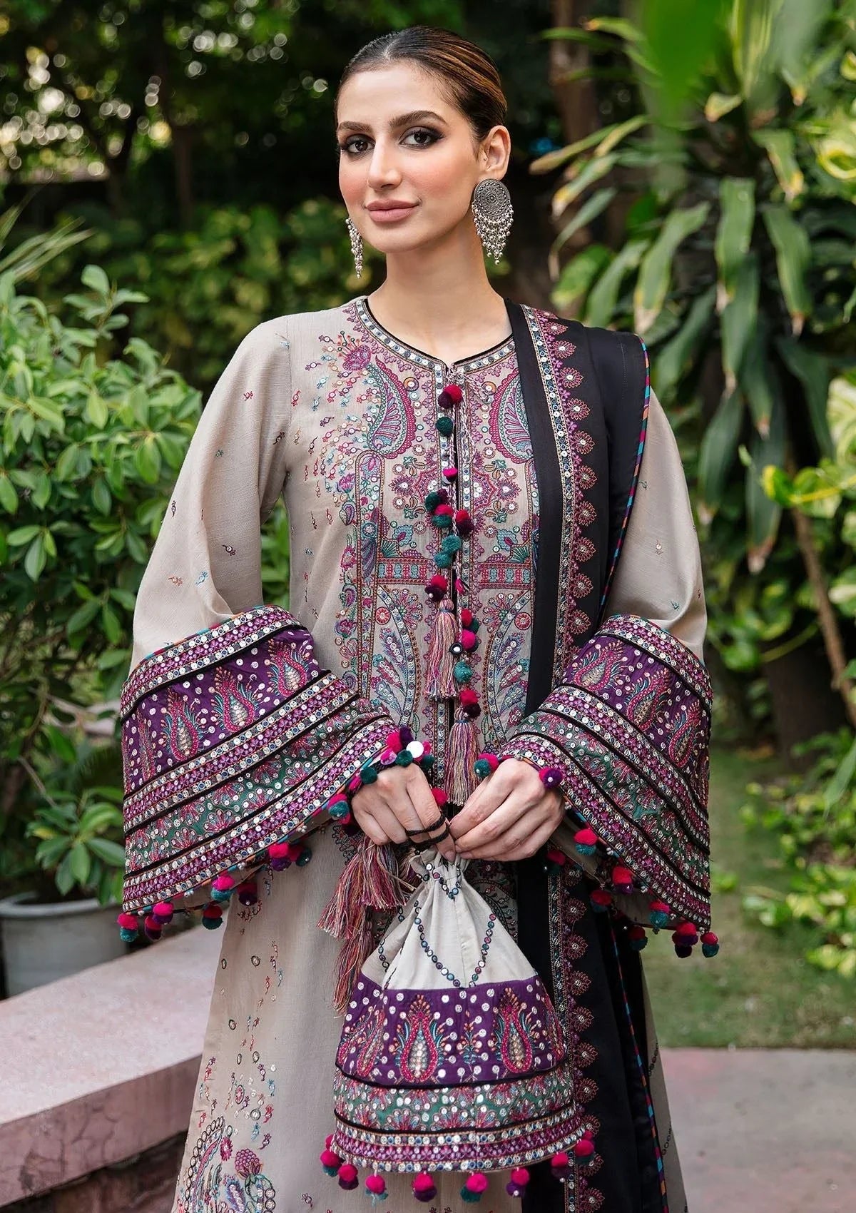 Dhanak-3PC Embroidered Shirt with Dhanak Embroidered Dupatta - 6122
