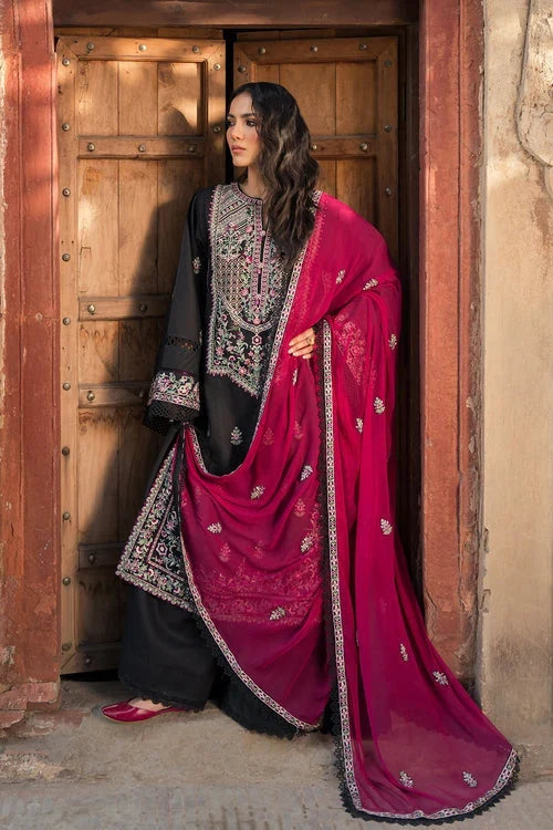 Dhanak-3PC Embroidered Shirt with Chiffon Embroidered Dupatta - 6439