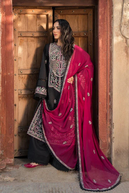 Dhanak-3PC Embroidered Shirt with Chiffon Embroidered Dupatta - 6439
