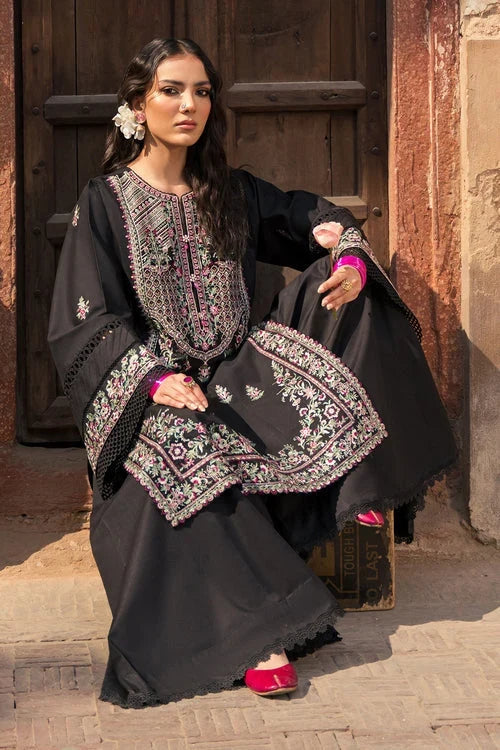 Dhanak-3PC Embroidered Shirt with Chiffon Embroidered Dupatta - 6439
