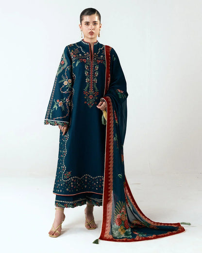 Dhanak-3PC Embroidered Shirt with Digital Printed Shawl- 6359