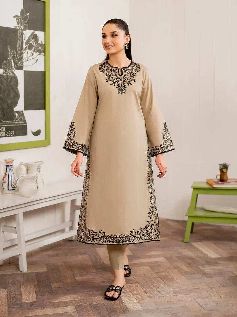 Dhanak-3PC Embroidered Shirt with Digital Printed Wool Shawl - 680