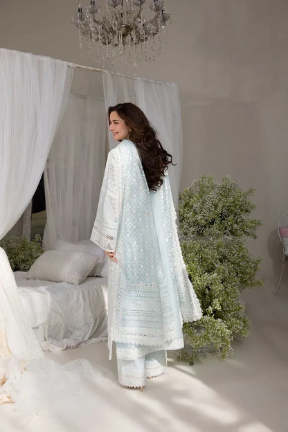Dhanak-3PC Embroidered Shirt with Chiffon Digital Printed Dupatta - 6103