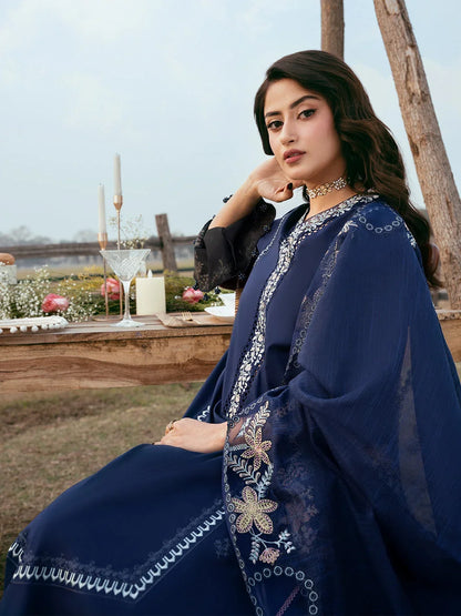 Dhanak-3PC Embroidered Shirt with Khadi Net Embroidered Dupatta - 6270