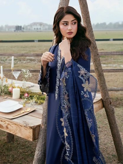 Dhanak-3PC Embroidered Shirt with Khadi Net Embroidered Dupatta - 6270