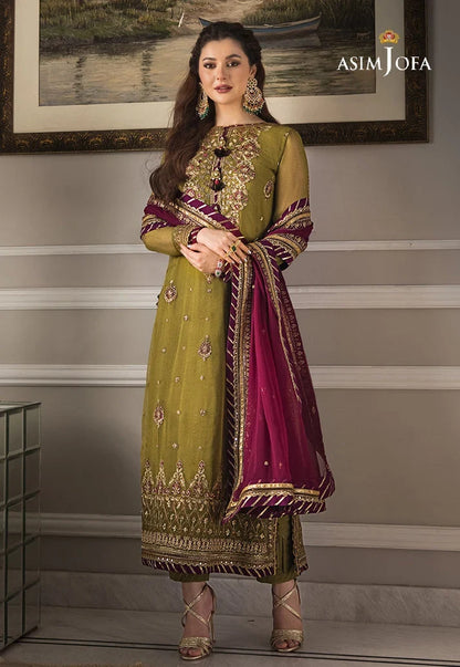 Dhanak-3PC Embroidered Shirt with Chiffon Embroidered Dupatta - 6427