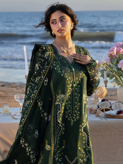 Dhanak-3PC Embroidered Shirt with Chiffon Embroiderd Dupatta - 6377