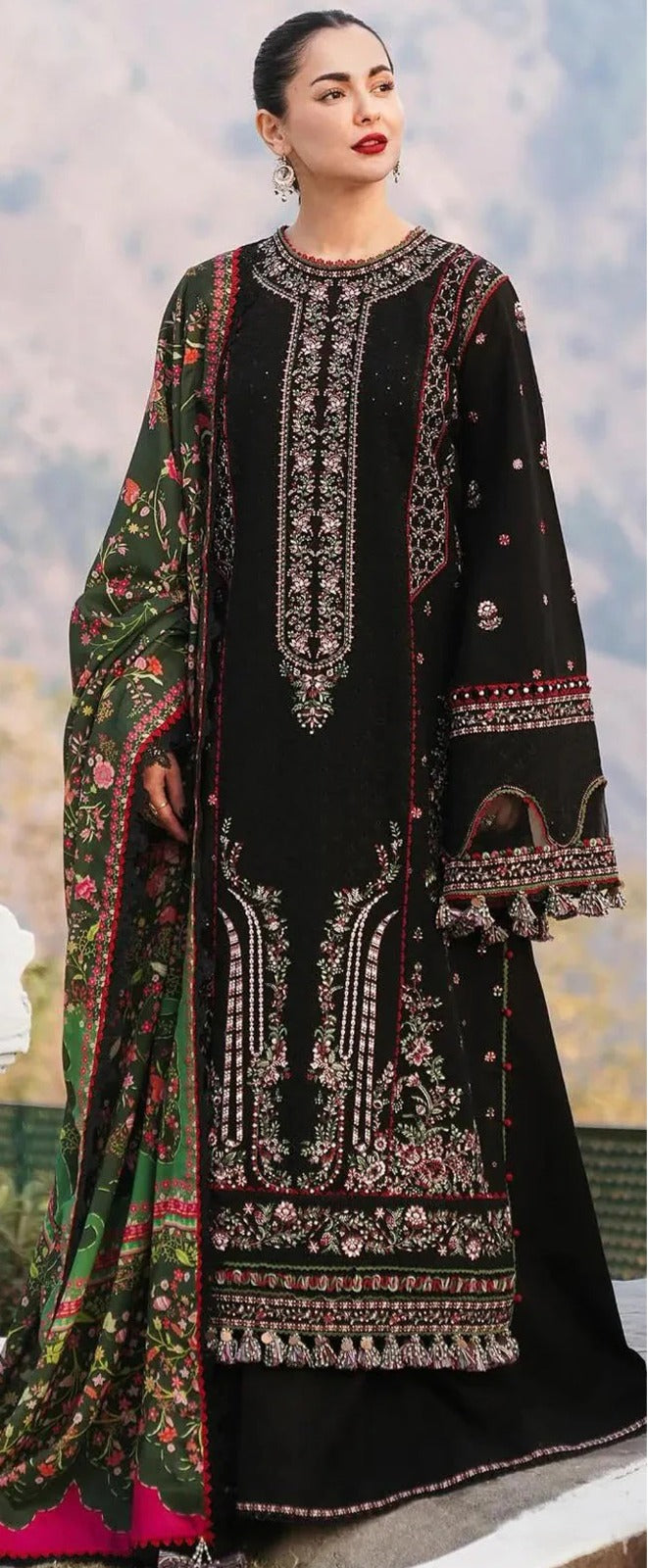 Dhanak 3PC unstitched heavy Embroidered suit
