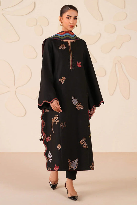 3PC UNSTITCHED DHANAK EMBROIDERED SUIT