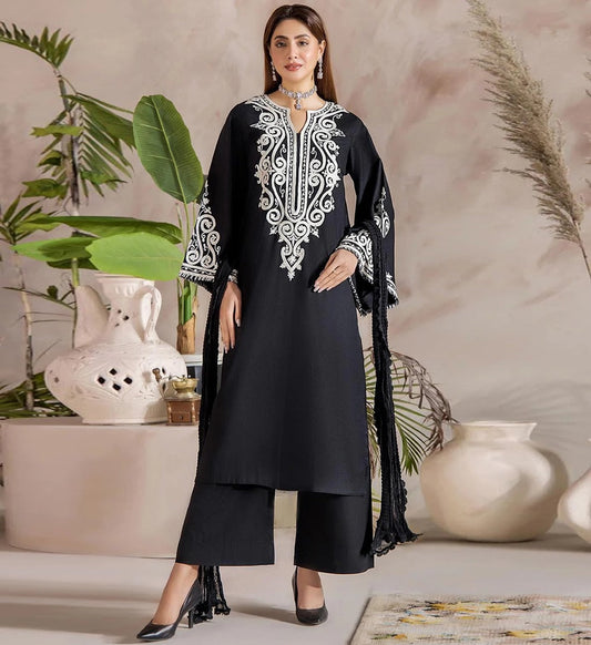 Dhanak 3PC unstitched Embroidered suit