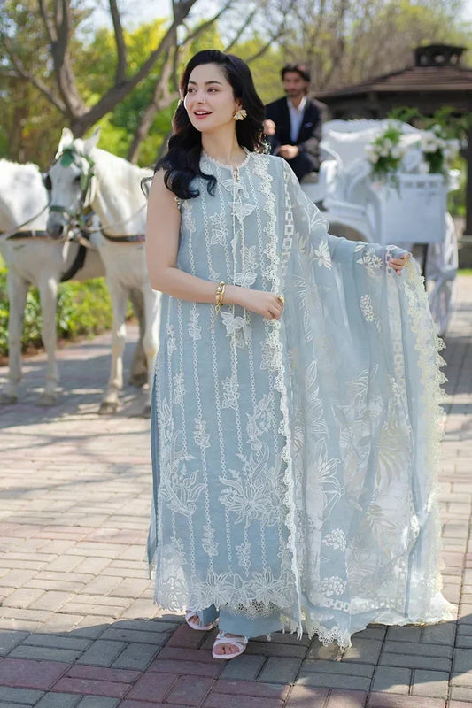 Dhanak-3PC Embroidered Shirt with Digital Printed Embroidered Shawl - 6309
