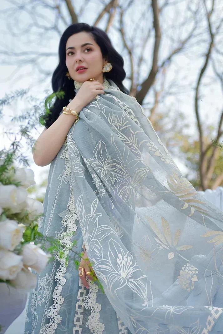 Dhanak-3PC Embroidered Shirt with Digital Printed Embroidered Shawl - 6309